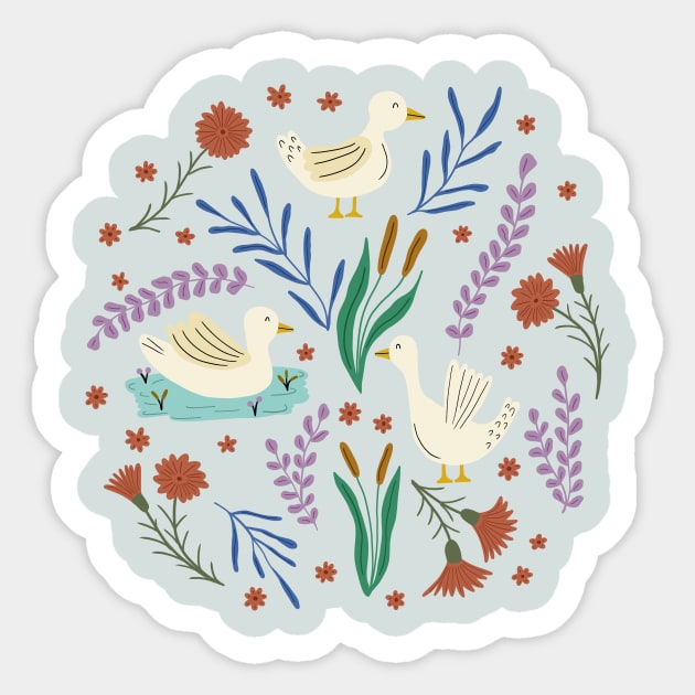 Duck lake in light blue Sticker by Natalisa